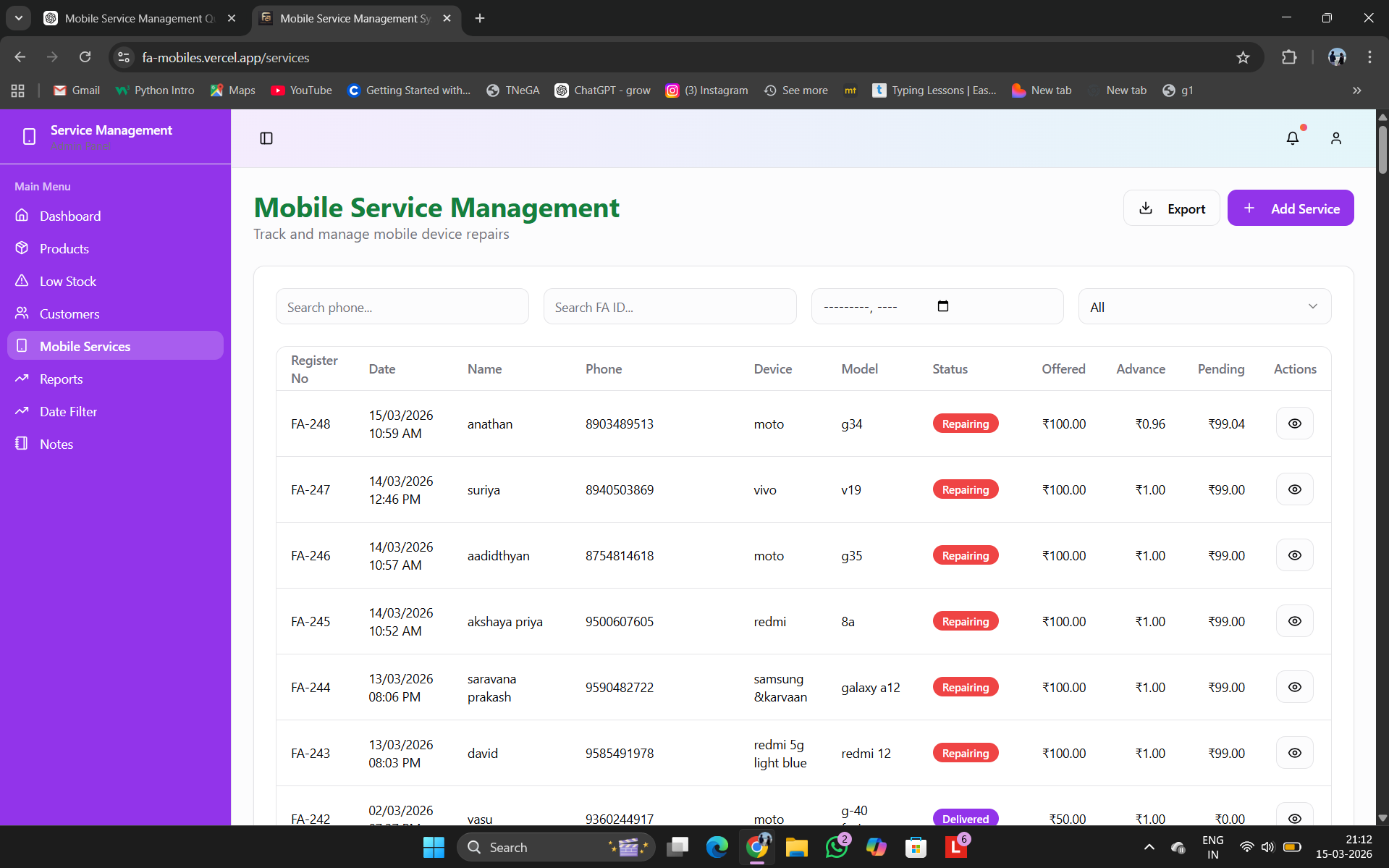 Mobile Repair Preview